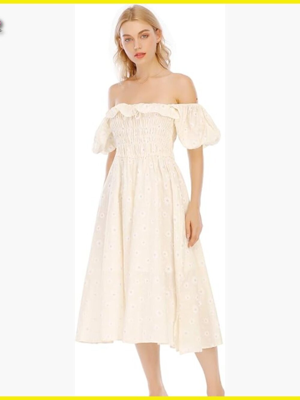 Floral Print Midi Dress Puff Sleeves Vintage Ruffles Boho Summer Casual